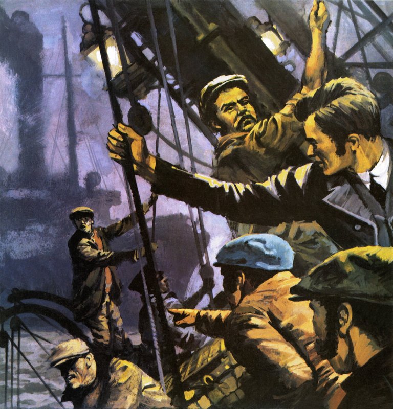 De Zeewolf. Illustratie bij het boek van Jack London. door English School