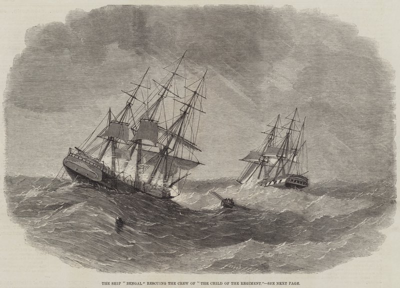 Het Schip "Bengal" redt de Bemanning van "The Child of the Regiment" door English School