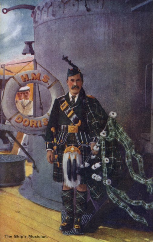 De muzikant van het schip, doedelzakspeler door English School
