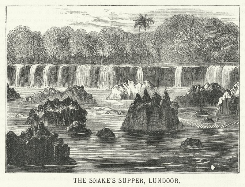 Het avondmaal van de slang, Lundoor (gravure) door English School