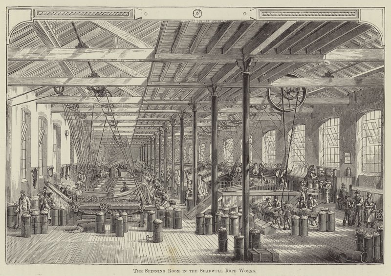 De Spinruimte in de Shadwell Touwfabriek door English School