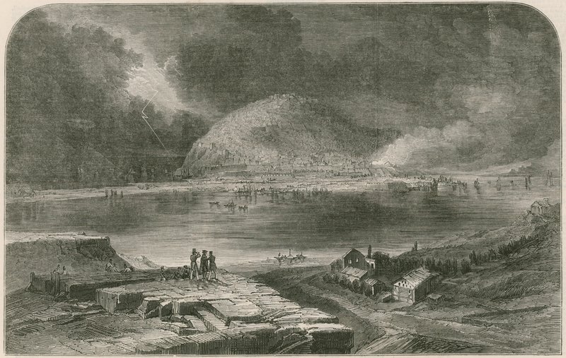 De bestorming van San Sebastian, uit het nieuwe diorama van de campagnes van de hertog van Wellington door English School