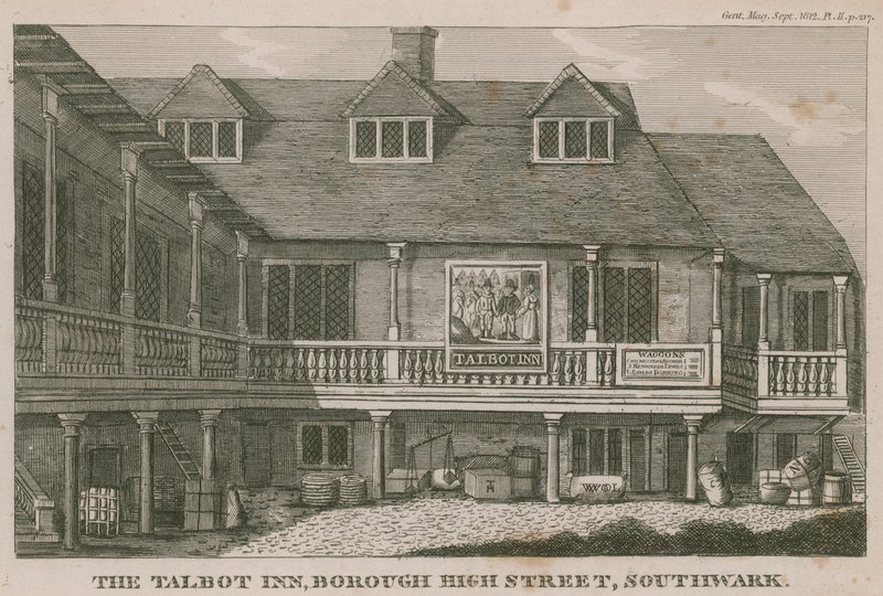The Tabard Inn, Southwark door English School