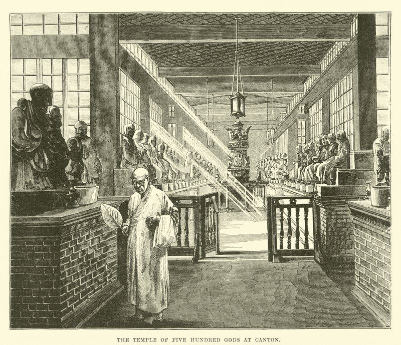 De Tempel van Vijfhonderd Goden in Canton door English School