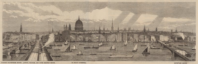 De Thames Embankment aan de noordzijde van de Thames van het Palace of Westminster tot Blackfriars Bridge door English School