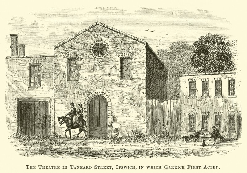 Het theater in Tankard Street, Ipswich, waar Garrick voor het eerst acteerde door English School