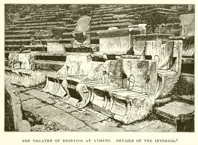 Het Theater van Dionysos in Athene (Details van het interieur) door English School