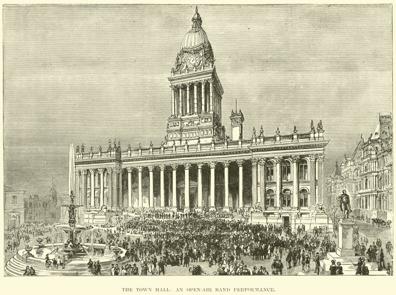 Het Stadhuis, een openluchtbandoptreden door English School