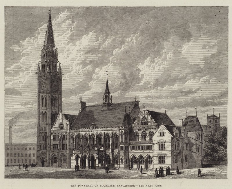 Het Stadhuis van Rochdale, Lancashire door English School