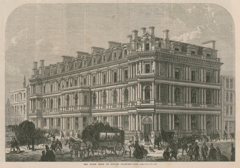 De Union Bank of London aan Chancery Lane door English School