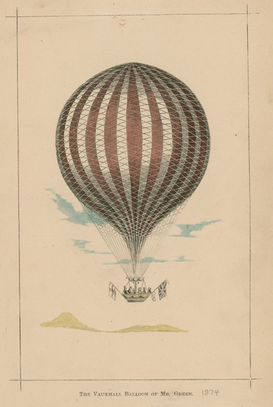 De Vauxhall ballon van Mr Green; Vauxhall Gardens, Londen door English School