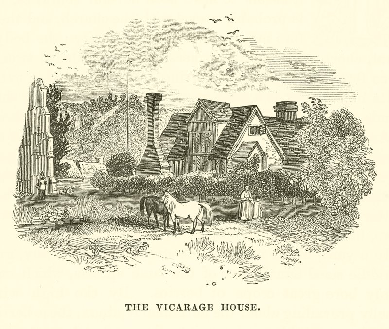Het pastoriehuis (gravure) door English School