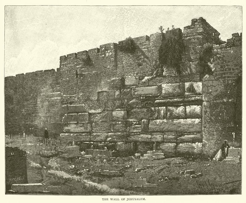 De Muur van Jeruzalem (gravure) door English School