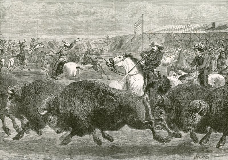 De Wild West bij de Grote Amerikaanse Tentoonstelling - jacht op bizons en wapitiherten door English School