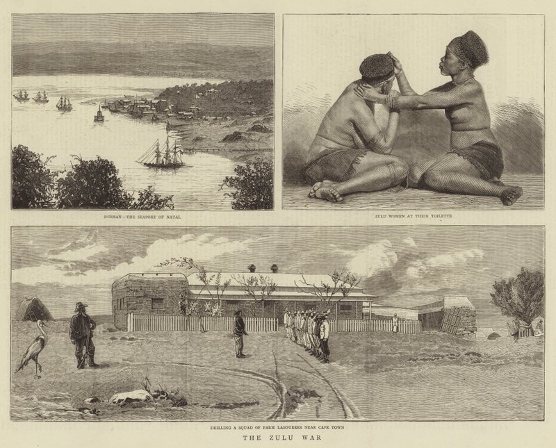 De Zoeloe Oorlog (gravure) door English School