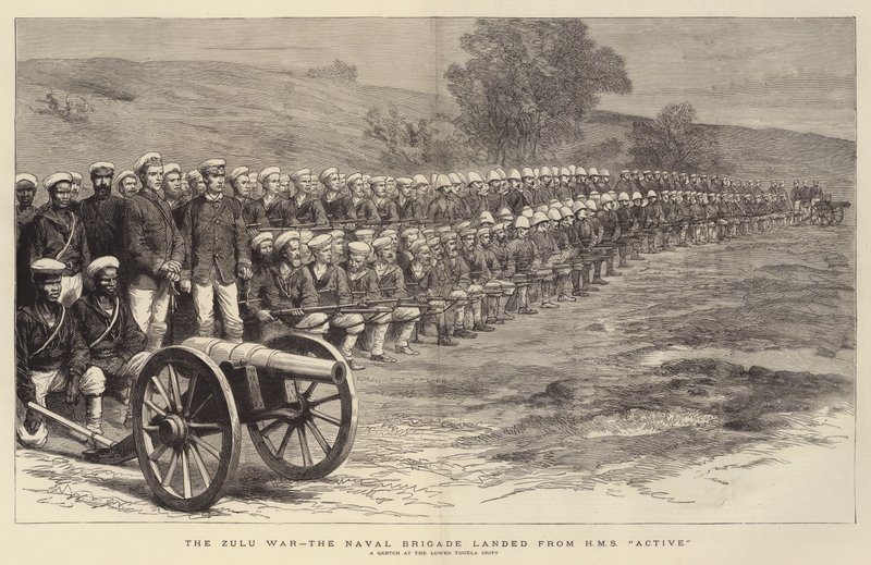 De Zoeloe Oorlog, de Marinebrigade geland van HMS "Active" door English School