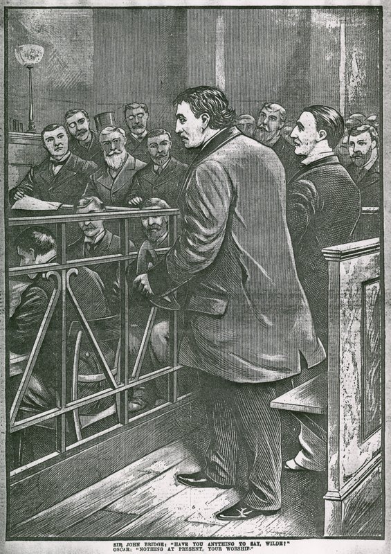 De arrestatie van Oscar Wilde: Wilde in de beklaagdenbank door English School