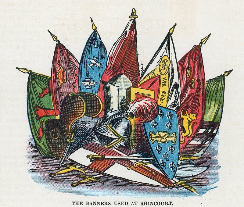 De banieren gebruikt bij Agincourt door English School