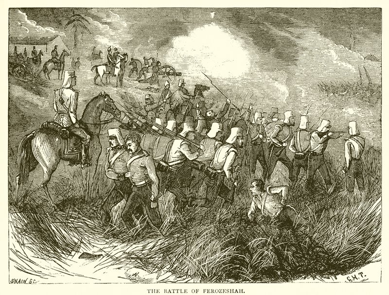 De slag bij Ferozeshah (1845) door English School