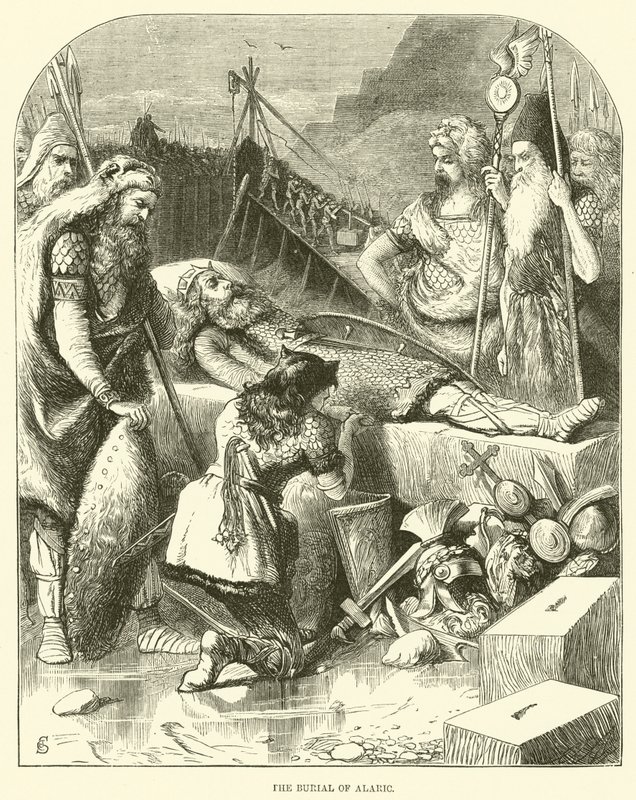 De begrafenis van Alaric (gravure) door English School