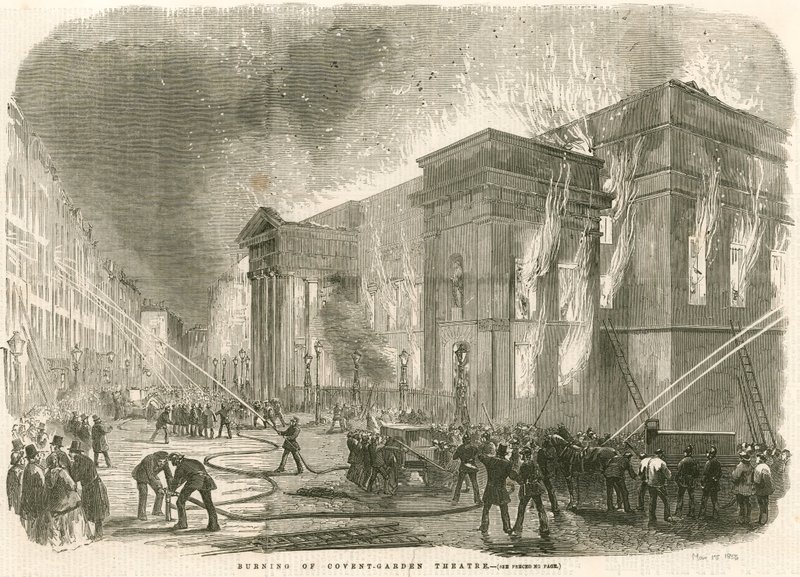 De brand van het Covent Garden Theatre, Londen, op de ochtend van 5 maart 1856 door English School