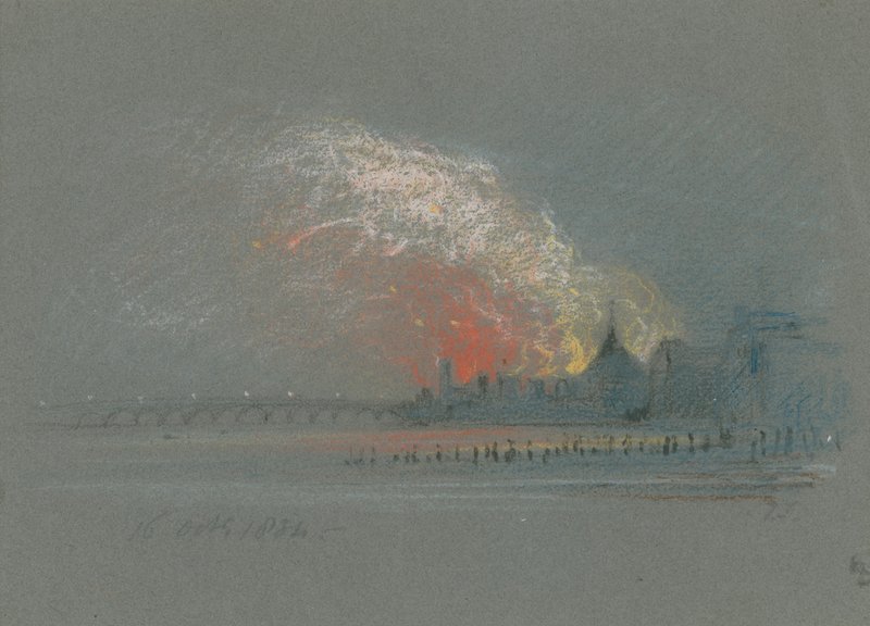 De brand van de Houses of Parliament, 16 oktober 1834 door English School