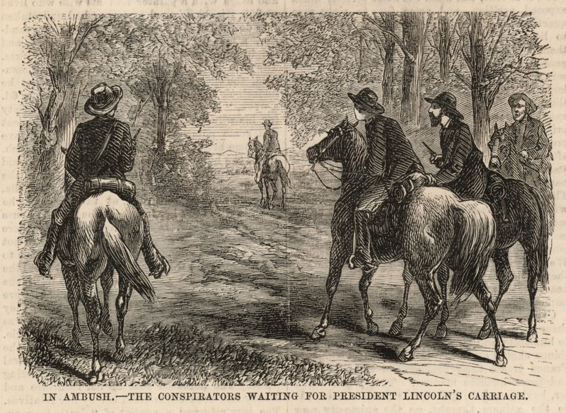 De samenzweerders wachten op de koets van president Lincoln door English School
