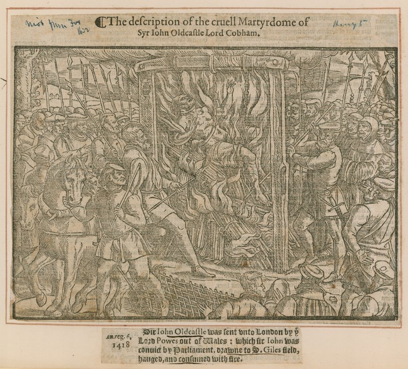 De beschrijving van de wrede marteldood van Sir John Oldcastle Lord Cobham door English School