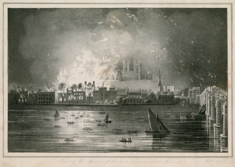 De vernietiging door brand van de Huizen van het Parlement op 16 oktober 1834 door English School