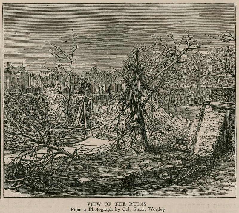 De explosie op het Regents Canal; Uitzicht op de ruïnes door English School