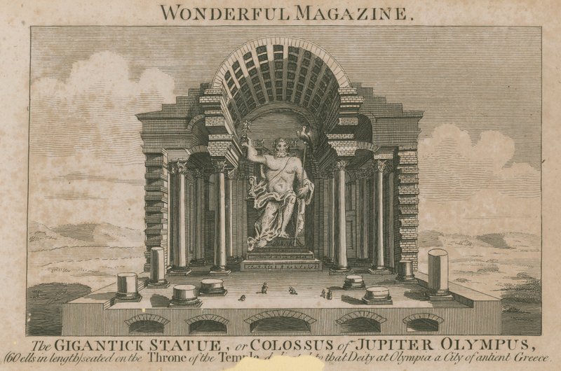 Het gigantische standbeeld, of Kolossus van Jupiter Olympus door English School