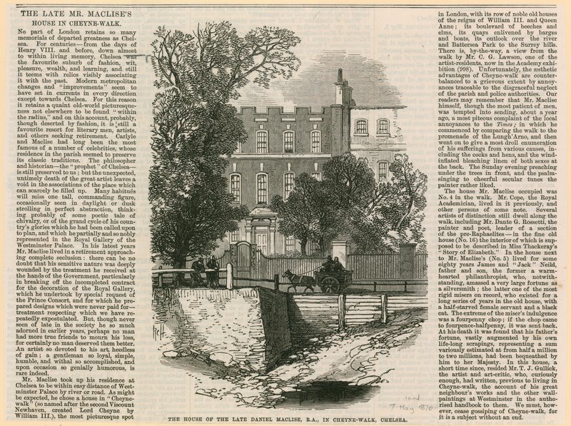 Het huis van Daniel Maclise in Cheyne Walk door English School