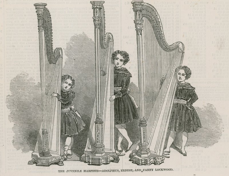 De jeugdige harpisten - Adolphus, Ernest en Fanny Lockwood door English School