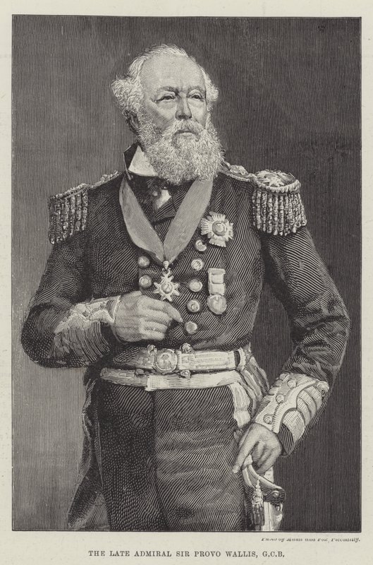 De overleden admiraal Sir Provo Wallis, GCB (gravure) door English School