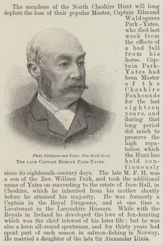 De overleden kapitein Edmund Park-Yates (gravure) door English School