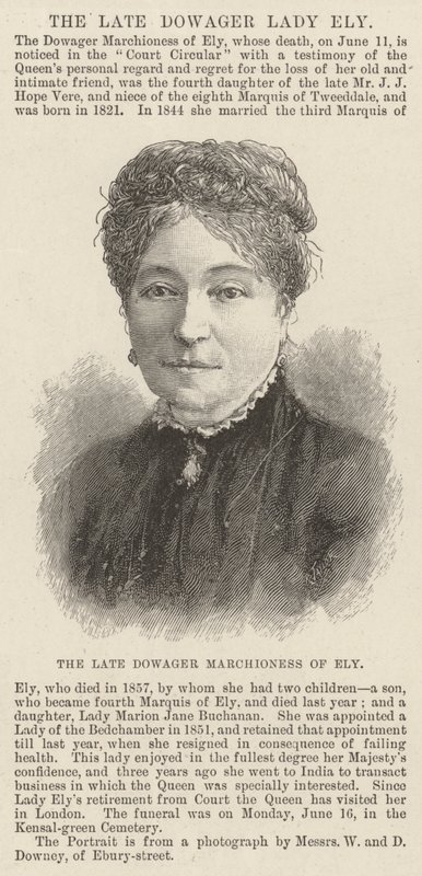 De overleden douairière markiezin van Ely door English School