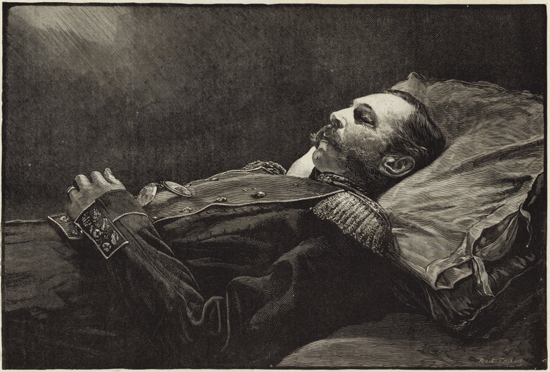 De overleden Keizer Alexander II van Rusland na de dood door English School