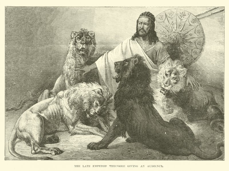 De overleden keizer Theodorus geeft een audiëntie door English School