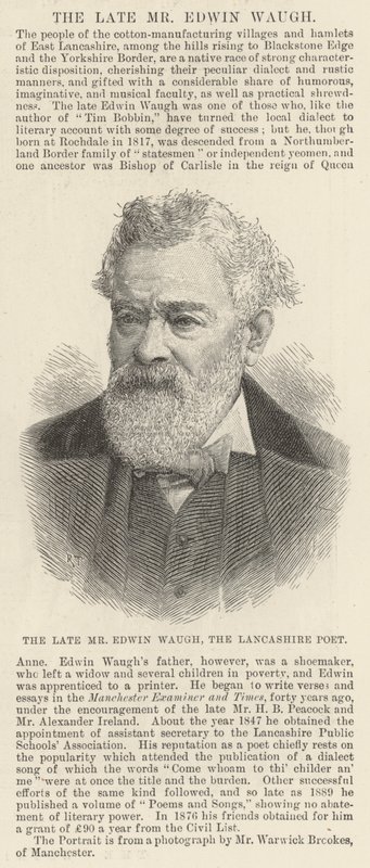De overleden Mr Edwin Waugh, de dichter van Lancashire door English School