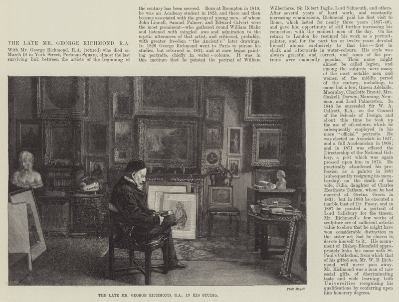 De overleden heer George Richmond, RA, in zijn studio (gravure) door English School