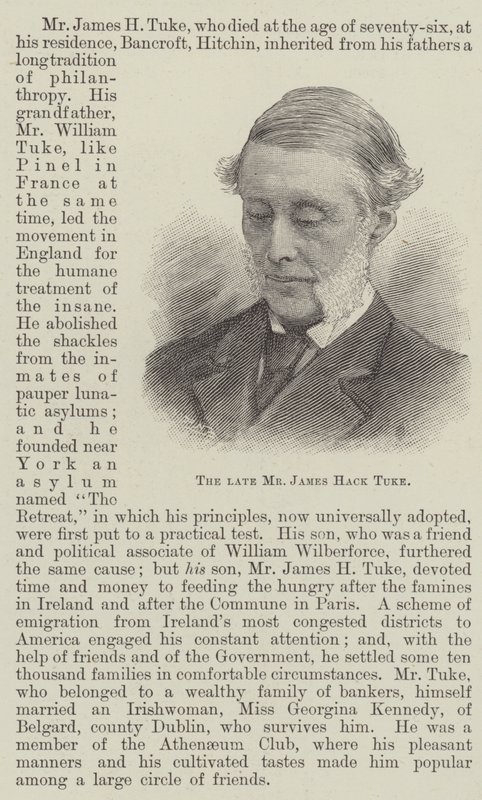 De wijlen Mr James Hack Tuke (gravure) door English School