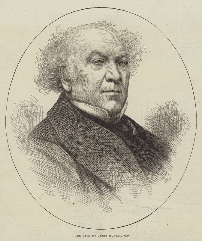 De overleden Sir James Murray, MD (gravure) door English School