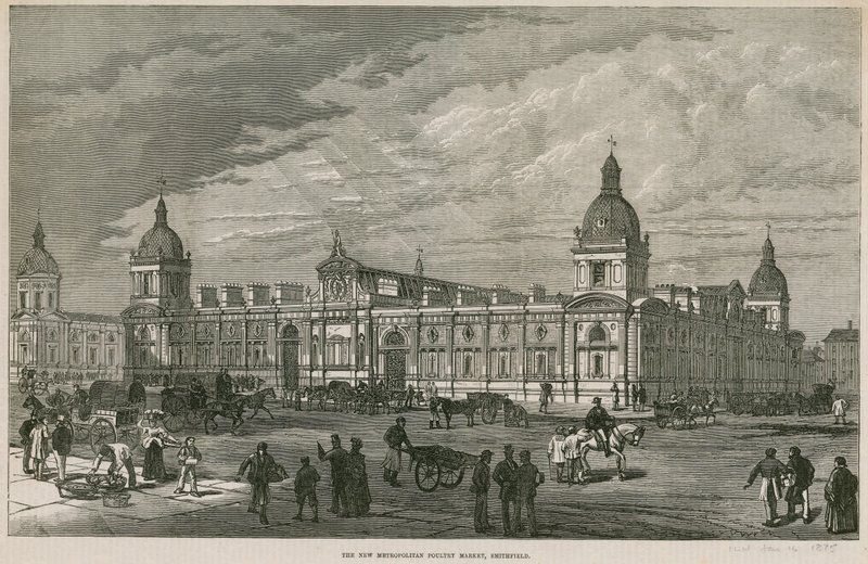De nieuwe Metropolitan Poultry Market, Smithfield door English School