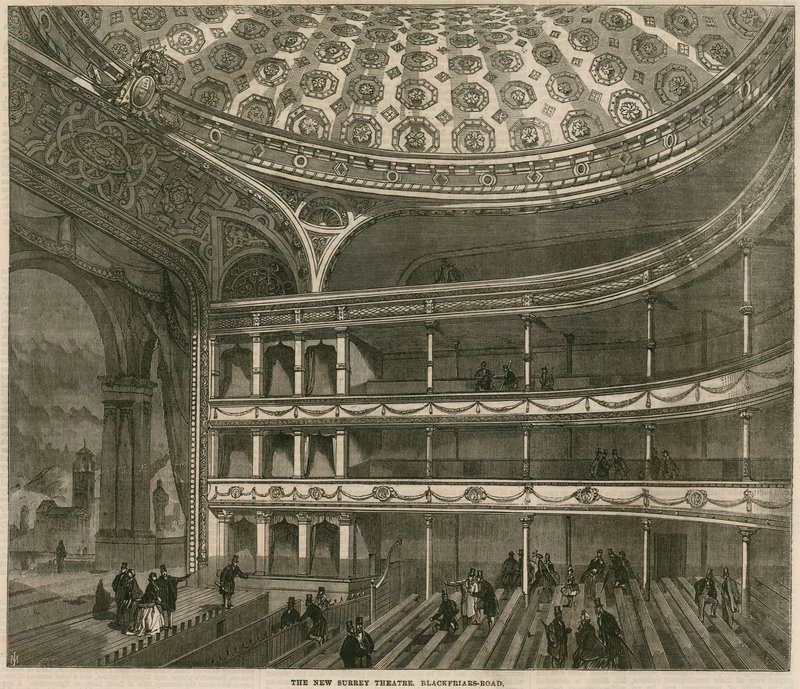 Het nieuwe Surrey Theatre, Blackfriars Road, Londen door English School