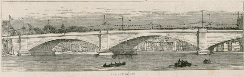 De nieuwe brug over de rivier de Theems bij Putney door English School