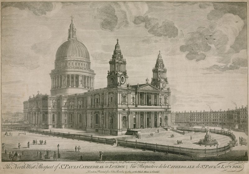 Het noordwestelijke uitzicht op St Pauls Kathedraal in Londen door English School