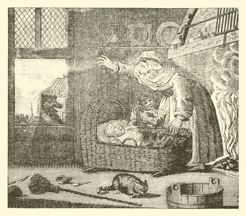 De verpleegster en de wolf (gravure) door English School