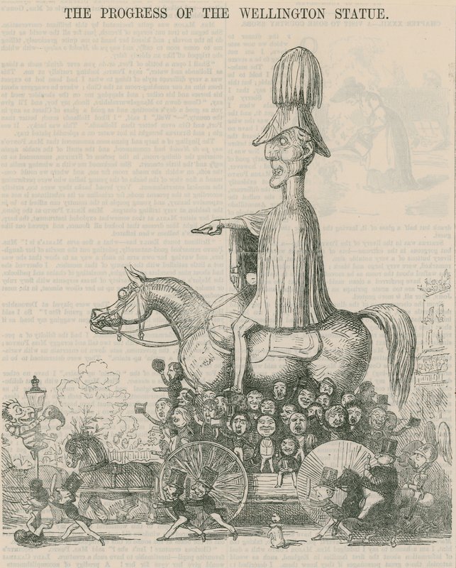 De voortgang van het Wellington-standbeeld, cartoon door English School