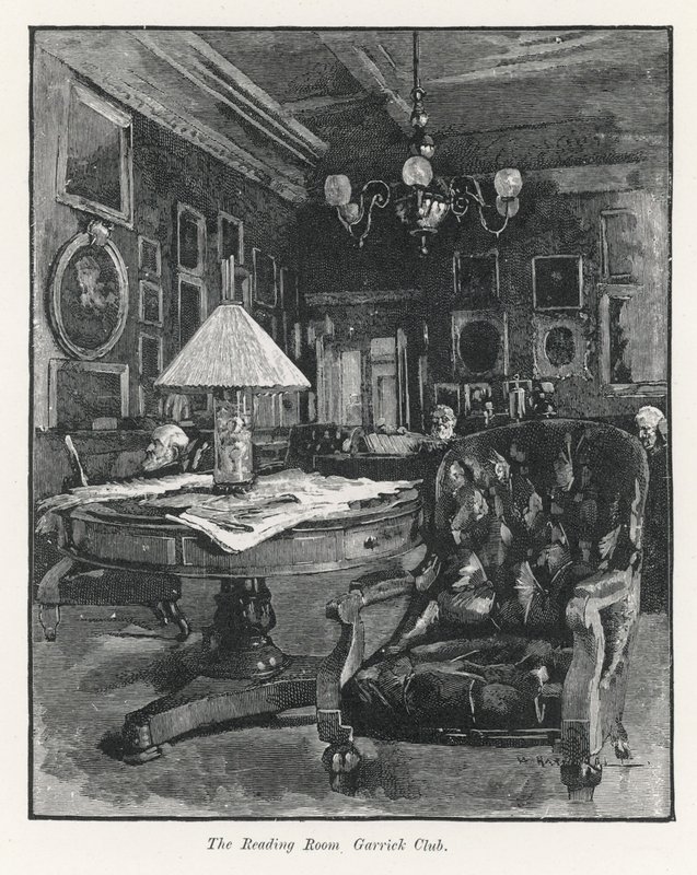 De leeszaal van de Garrick Club door English School