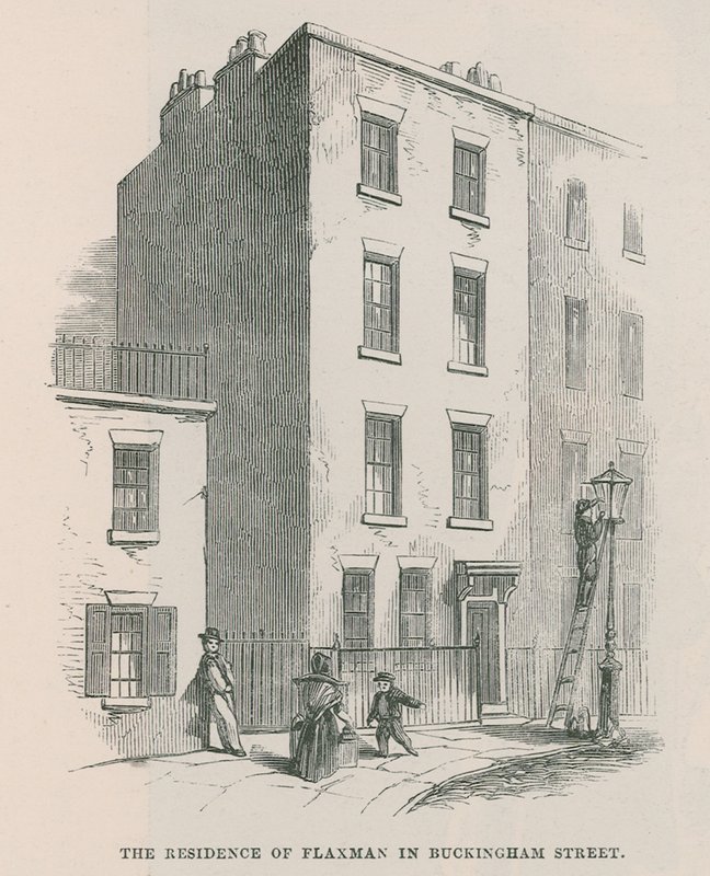 De residentie van John Flaxman in Buckingham Street door English School
